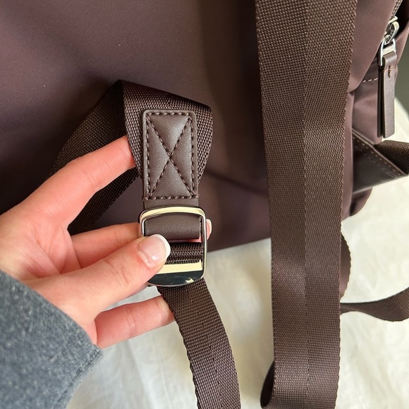 Tory Burch Ella Nylon Backpack Tempranillo Silver Wine Burgundy - Picture 3 of 13